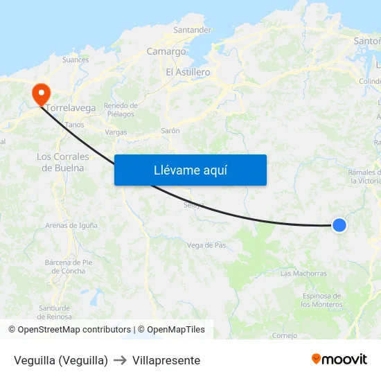 Veguilla (Veguilla) to Villapresente map