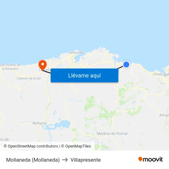 Mollaneda (Mollaneda) to Villapresente map