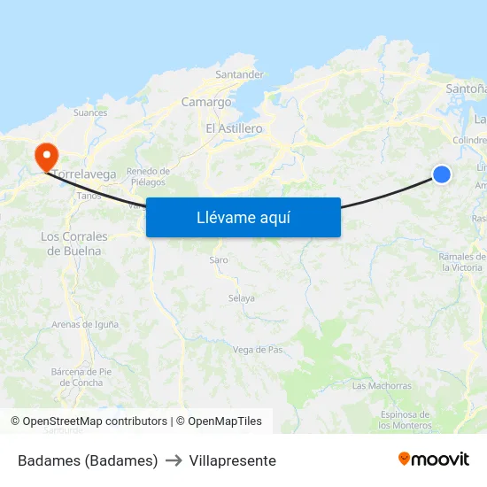 Badames (Badames) to Villapresente map