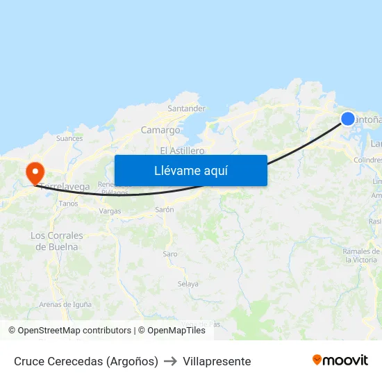 Cruce Cerecedas (Argoños) to Villapresente map