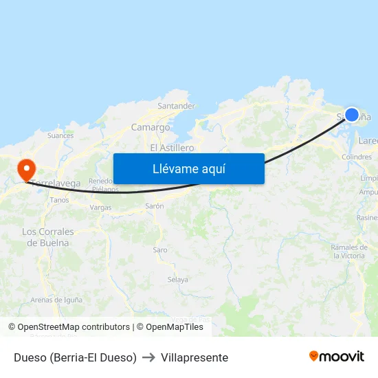 Dueso (Berria-El Dueso) to Villapresente map