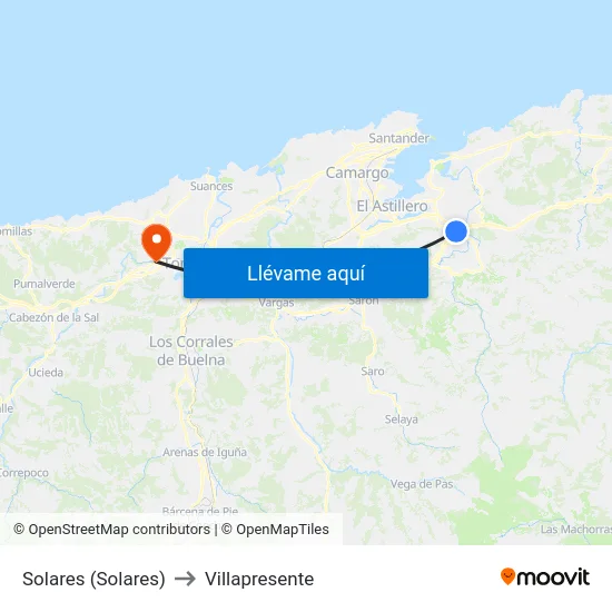 Solares (Solares) to Villapresente map