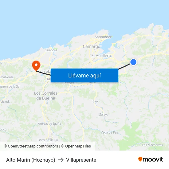 Alto Marin (Hoznayo) to Villapresente map