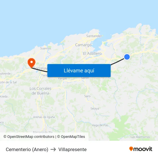 Cementerio (Anero) to Villapresente map
