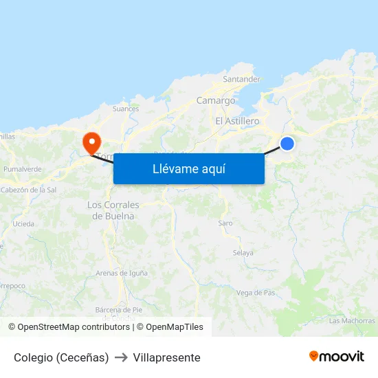 Colegio (Ceceñas) to Villapresente map