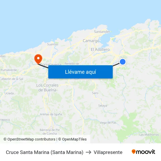 Cruce Santa Marina (Santa Marina) to Villapresente map