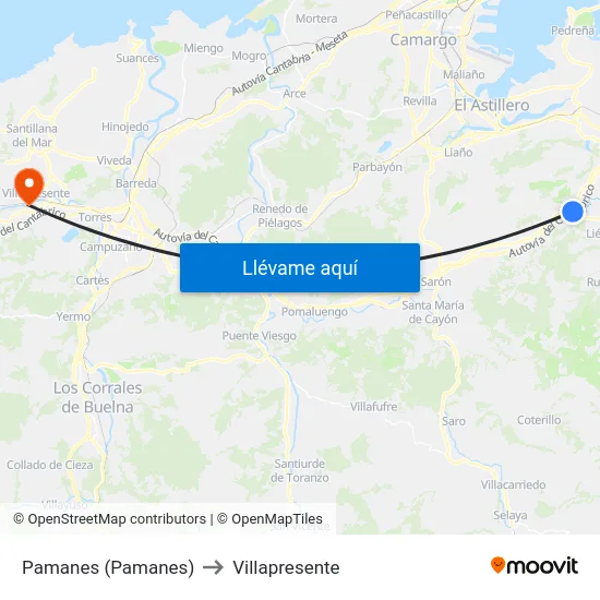 Pamanes (Pamanes) to Villapresente map