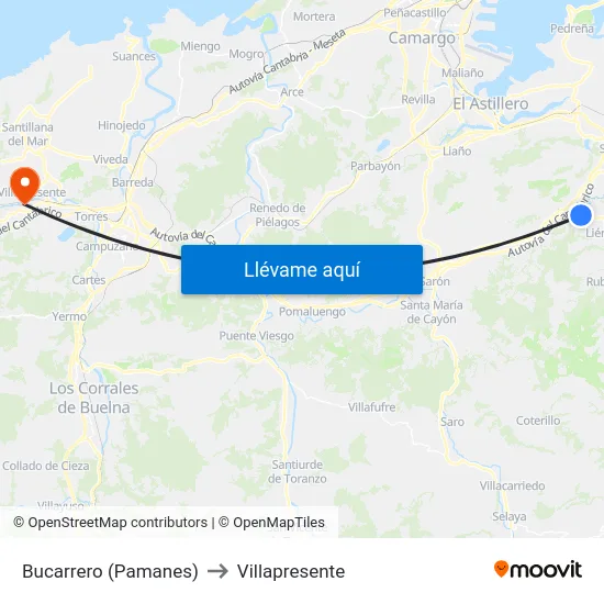 Bucarrero (Pamanes) to Villapresente map