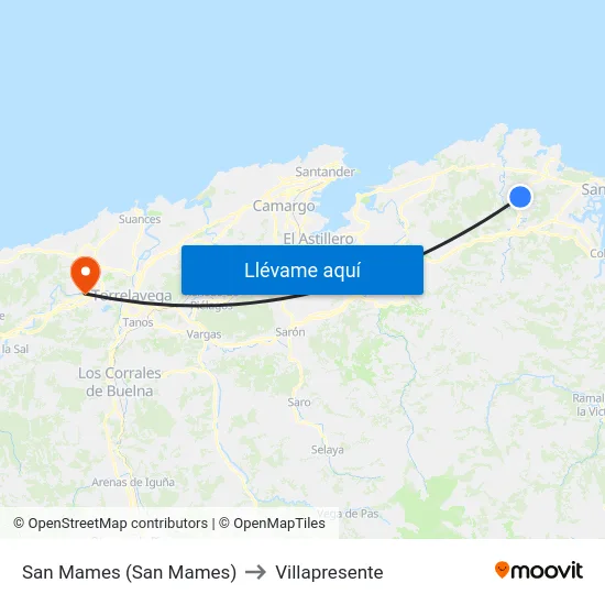 San Mames (San Mames) to Villapresente map