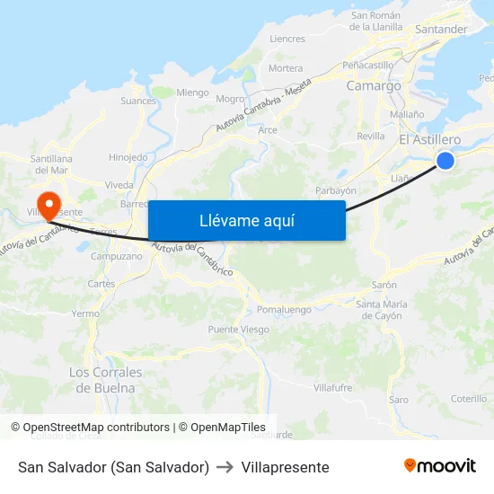 San Salvador (San Salvador) to Villapresente map