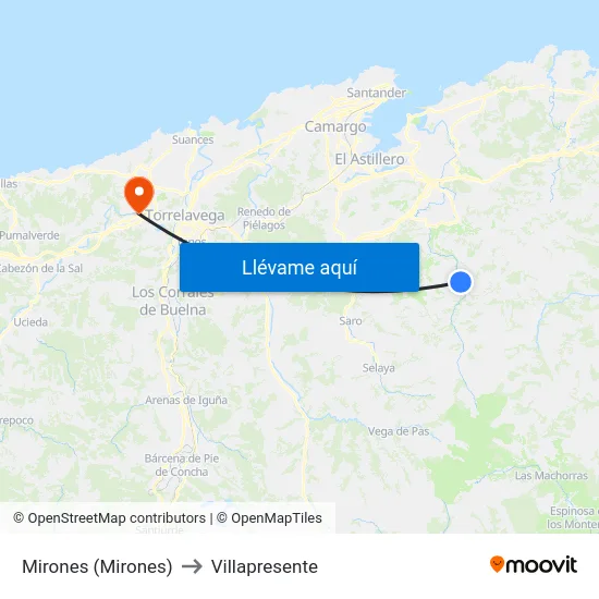 Mirones (Mirones) to Villapresente map