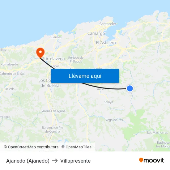 Ajanedo (Ajanedo) to Villapresente map