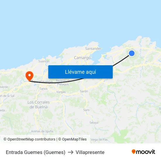 Entrada Guemes (Guemes) to Villapresente map