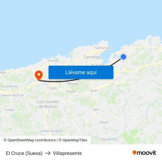 El Cruce (Suesa) to Villapresente map