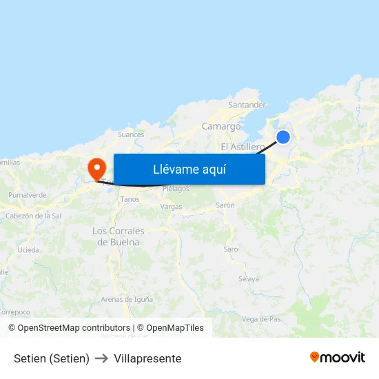 Setien (Setien) to Villapresente map