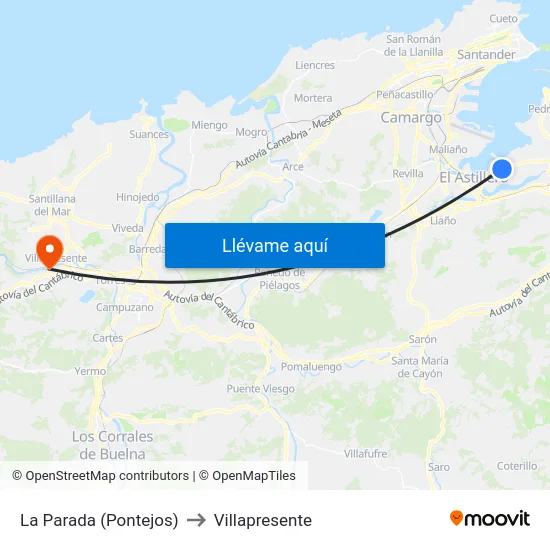 La Parada (Pontejos) to Villapresente map