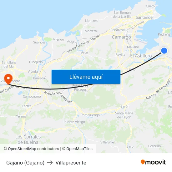 Gajano (Gajano) to Villapresente map