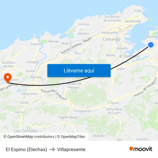 El Espino (Elechas) to Villapresente map