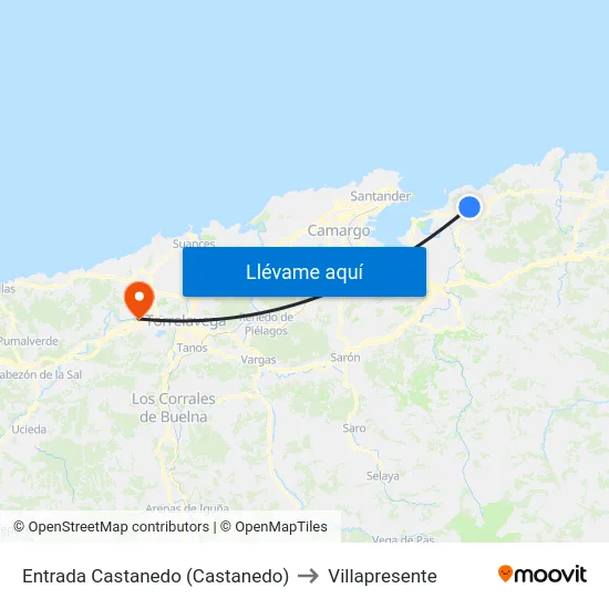 Entrada Castanedo (Castanedo) to Villapresente map