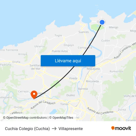 Cuchia Colegio (Cuchia) to Villapresente map