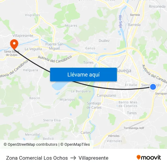 Zona Comercial Los Ochos to Villapresente map
