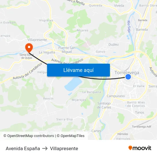 Avenida España to Villapresente map