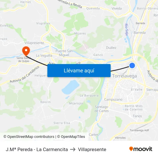 J.Mª Pereda - La Carmencita to Villapresente map