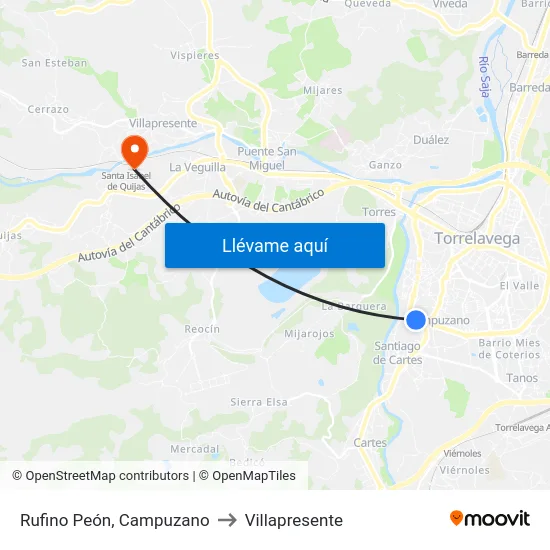 Rufino Peón, Campuzano to Villapresente map