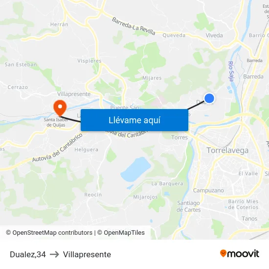 Dualez,34 to Villapresente map