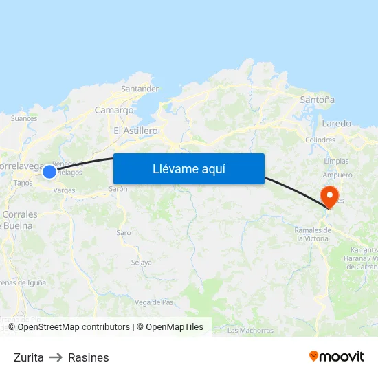 Zurita to Rasines map