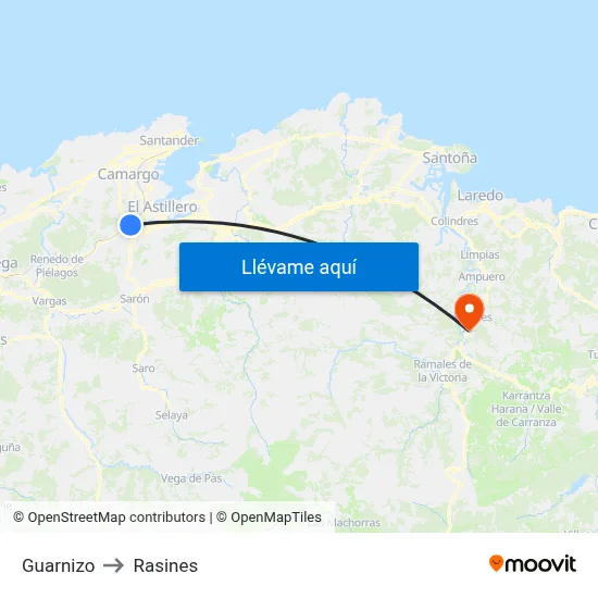 Guarnizo to Rasines map