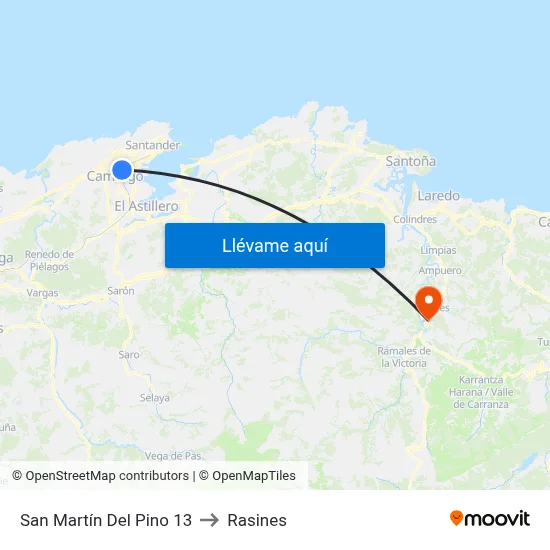 San Martín Del Pino 13 to Rasines map