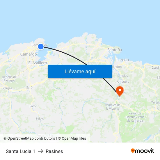 Santa Lucia 1 to Rasines map