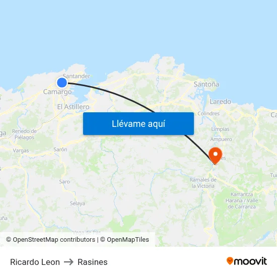 Ricardo Leon to Rasines map