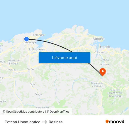 Pctcan-Uneatlantico to Rasines map