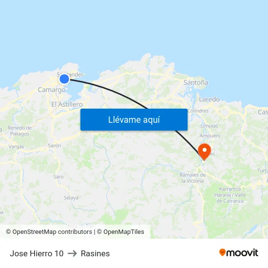 Jose Hierro 10 to Rasines map