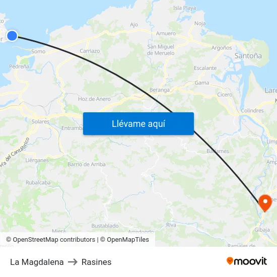 La Magdalena to Rasines map