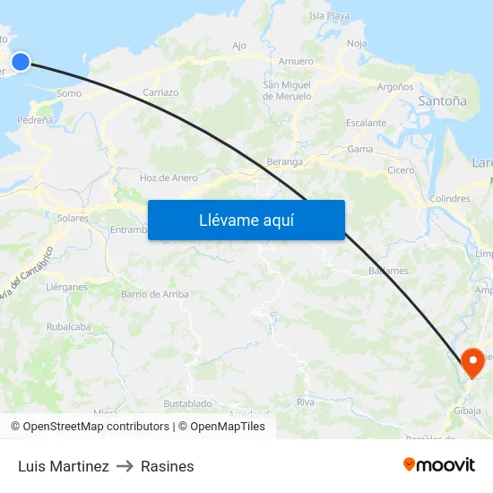 Luis Martinez to Rasines map