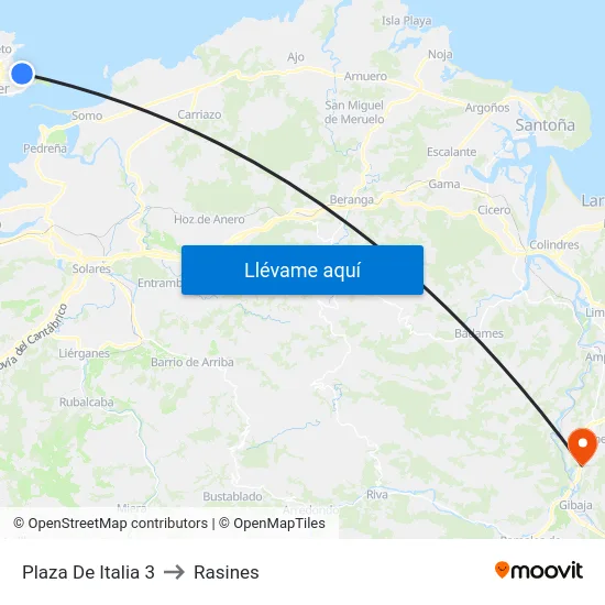 Plaza De Italia 3 to Rasines map