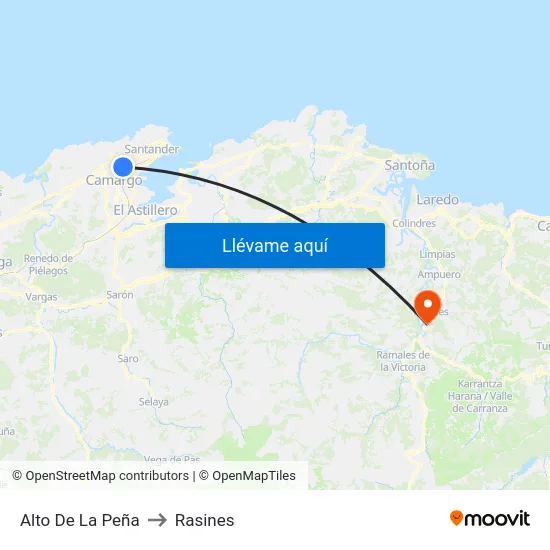 Alto De La Peña to Rasines map