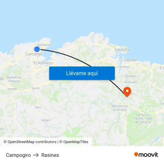 Campogiro to Rasines map