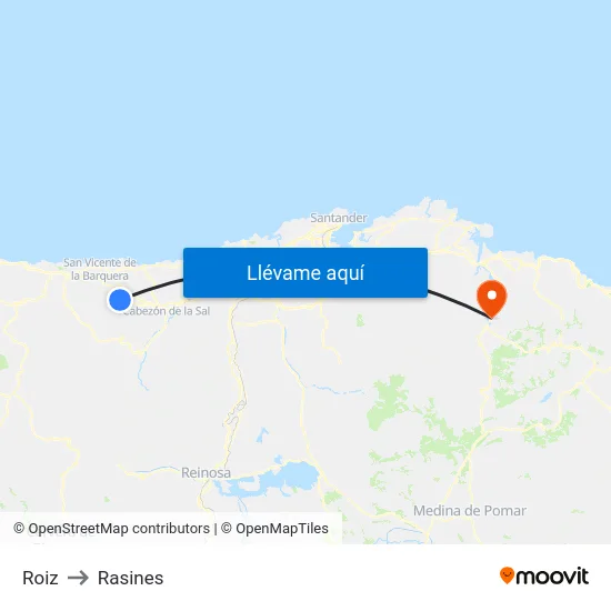 Roiz to Rasines map