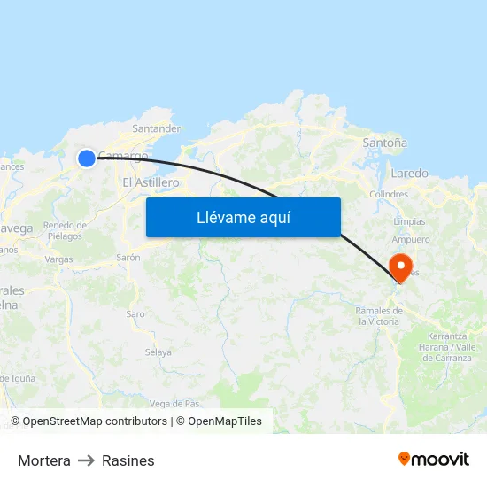 Mortera to Rasines map