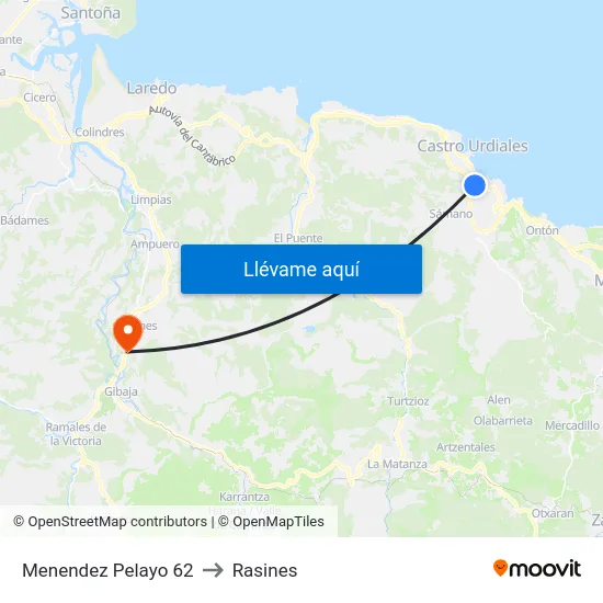 Menendez Pelayo 62 to Rasines map