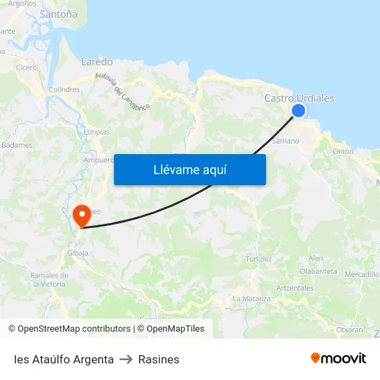 Ies Ataúlfo Argenta to Rasines map