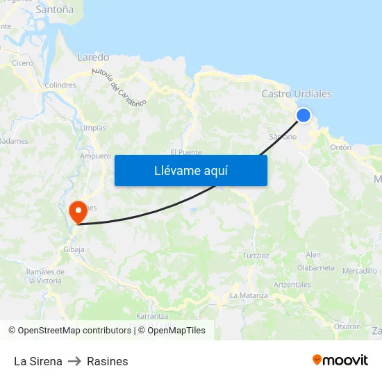 La Sirena to Rasines map