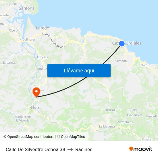 Calle De Silvestre Ochoa 38 to Rasines map