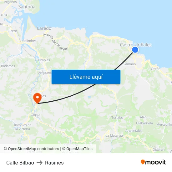 Calle Bilbao to Rasines map
