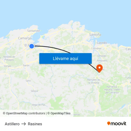 Astillero to Rasines map
