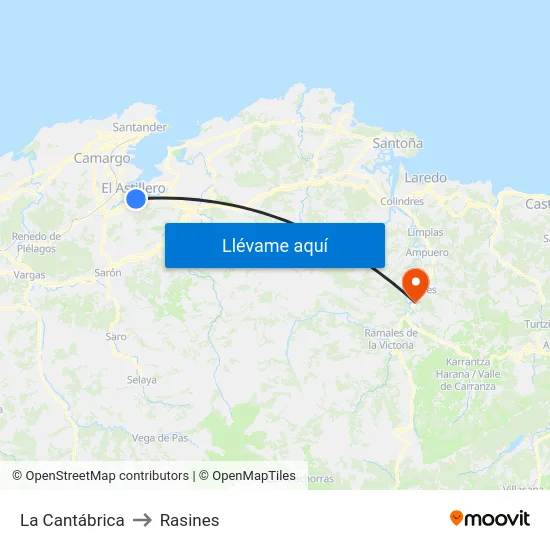 La Cantábrica to Rasines map